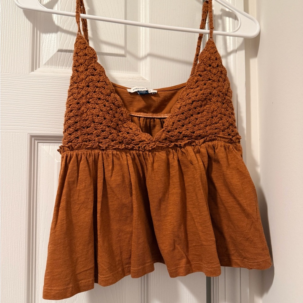 American Eagle Outfitters Rust Crocheted Camisole